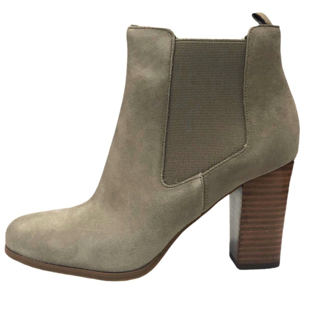 MICHAEL Michael Kors Lottie Chelsea Boot Women's 8 Birch Taupe Suede Block Heel